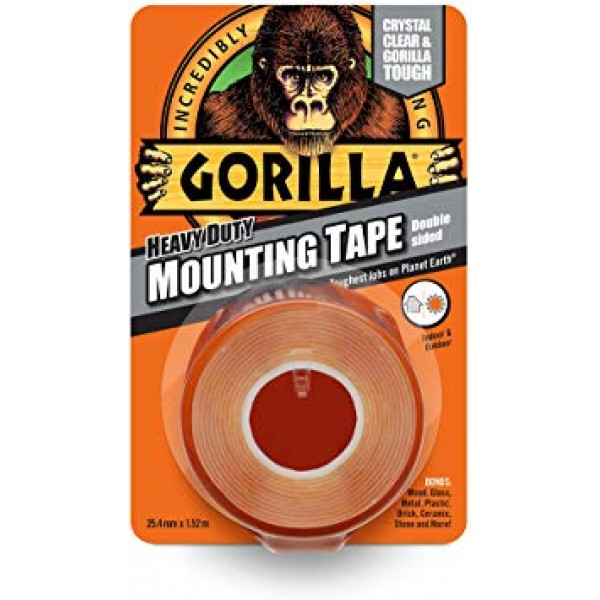 Gorilla Heavy Duty Crystal Clear Mounting Tape (25.4mm x 1.52m)
